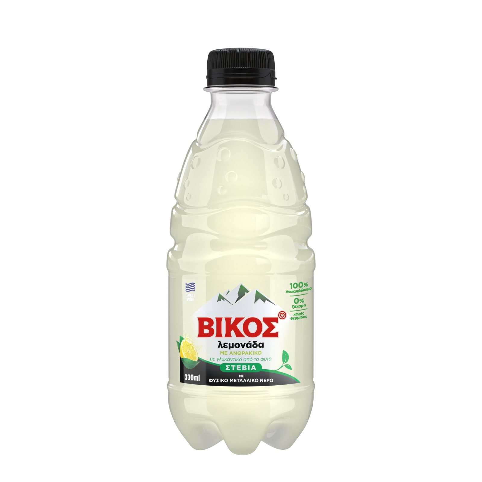 ΒΙΚΟΣ Λεμονάδα με Ανθρακικό Στέβια Φιάλη 330ml