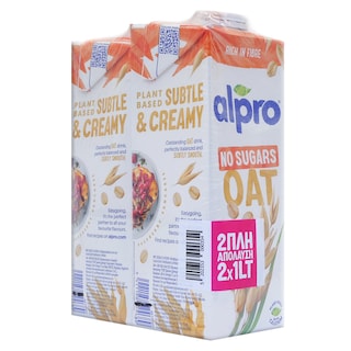 ALPRO | Ρόφημα Βρώμης Χωρίς Ζάχαρη 2x1lt