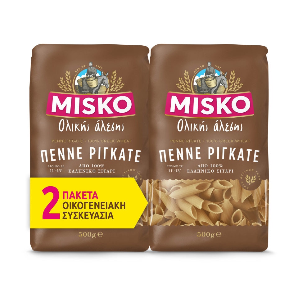 MISKO Πέννε Ριγκάτε Ολικής Άλεσης 2x500g