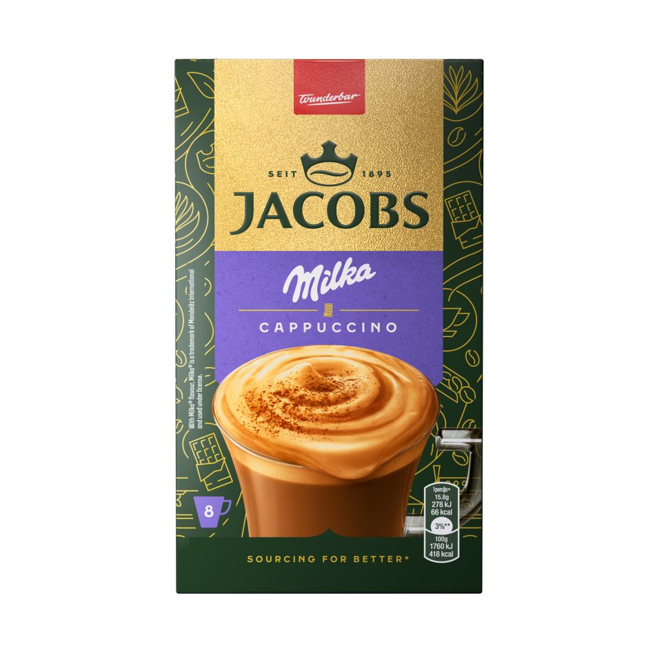 JACOBS Στιγμιαίος Καφές Milka Cappuccino Choco Sticks 8x15.8g