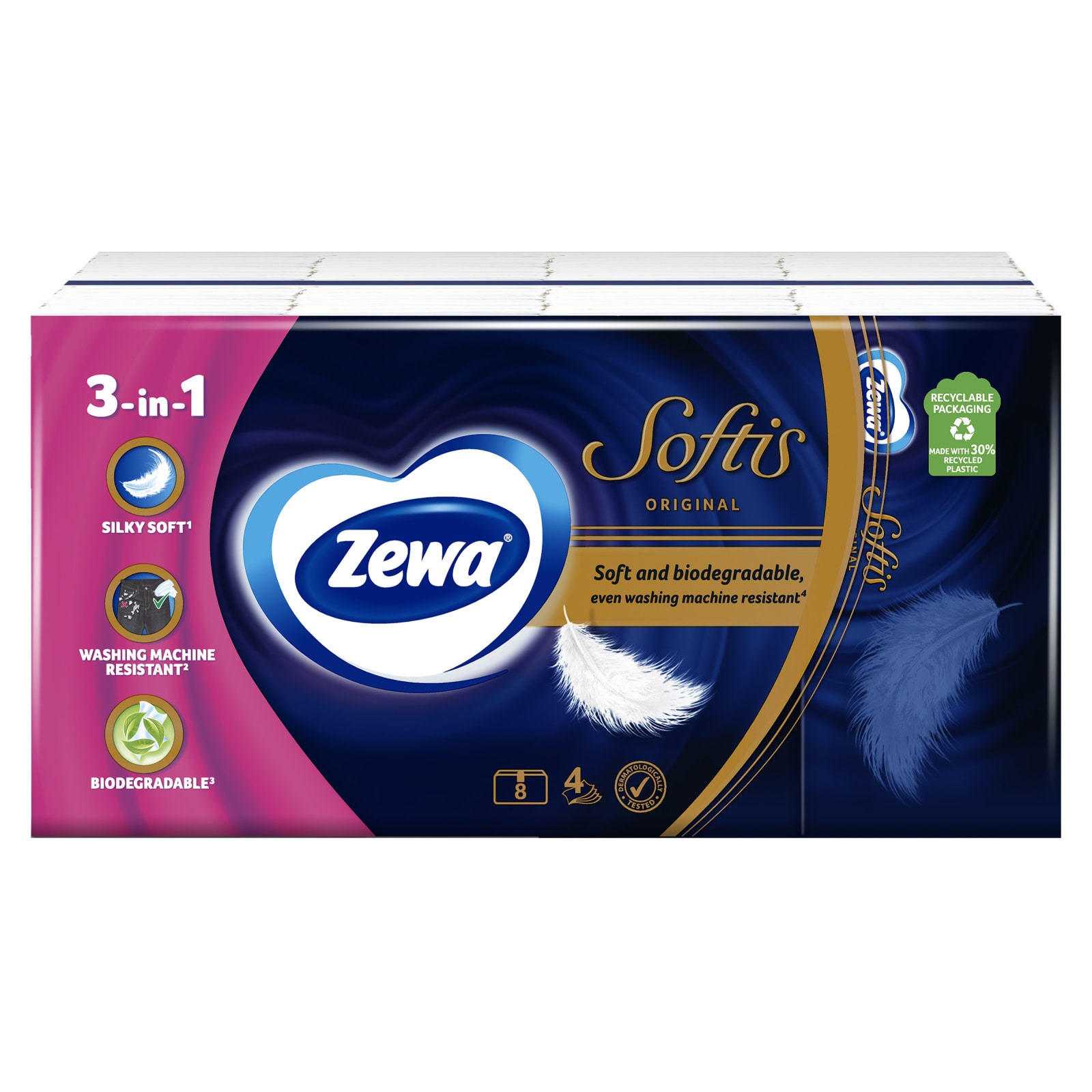 ZEWA Χαρτομάντηλα Τσέπης Softis Original 8 Τεμάχια