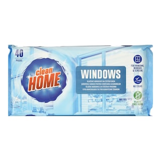CLEAN HOME | Υγρά Μαντηλάκια Καθαρισμού Τζαμιών 40 Τεμάχια