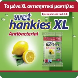 WET HANKIES | Αντιβακτηριδιακά Μαντηλάκια Λεμόνι XL 4x15 Τεμάχια