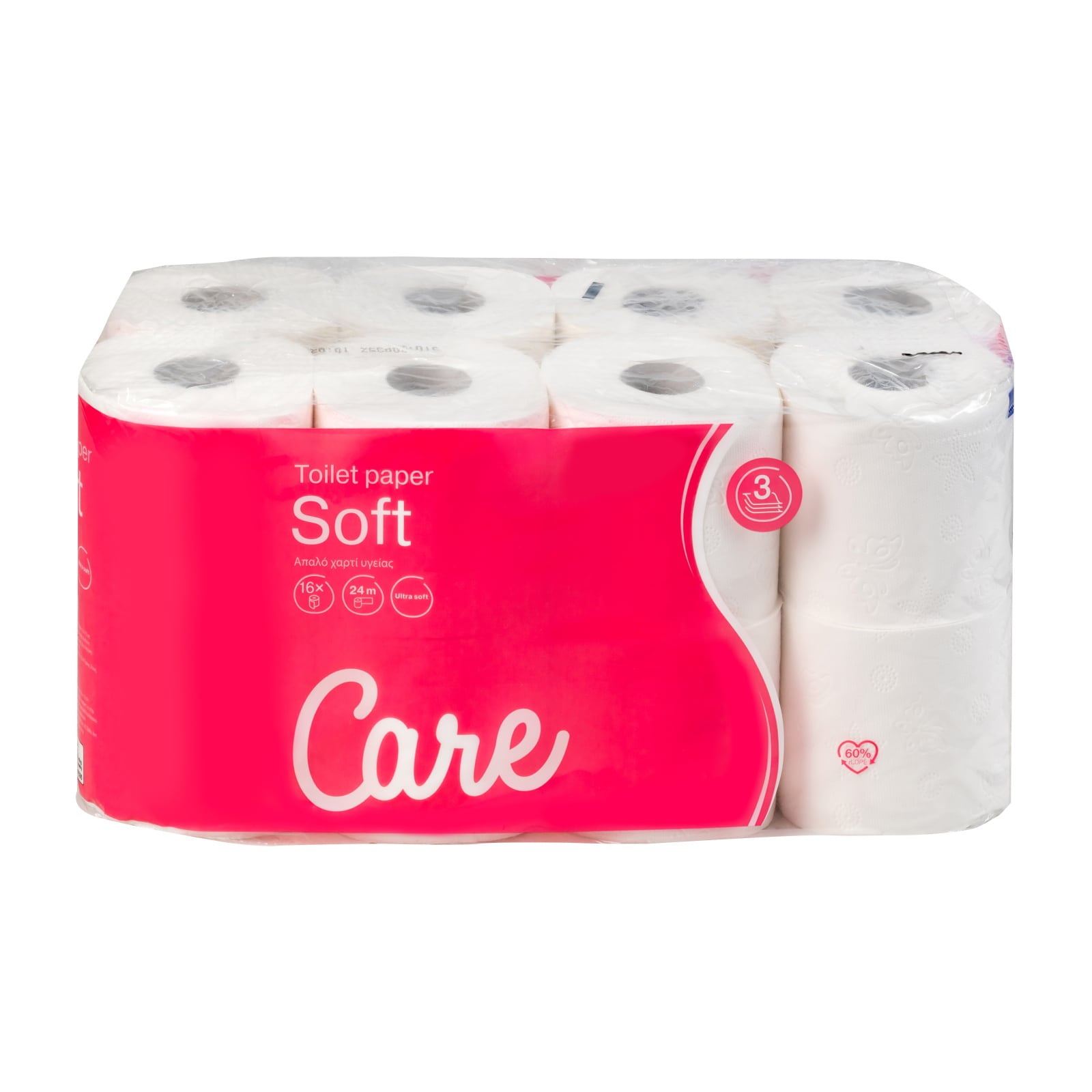CARE Χαρτί Υγείας Soft 3 Φύλλα 16 Ρολά 1.83kg