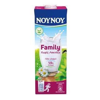 ΝΟΥΝΟΥ | FAMILY | Αγελαδινό Γάλα Υψ.Θερμικής Επεξεργασίας Χωρίς Λακτόζη 1lt
