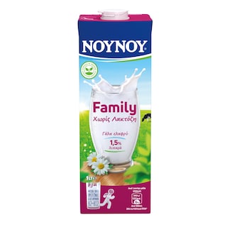 ΝΟΥΝΟΥ | FAMILY | Αγελαδινό Γάλα Υψ.Θερμικής Επεξεργασίας Χωρίς Λακτόζη 1lt