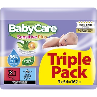 BABY CARE | Μωρομάντηλα Sensitive Plus 3x54 Τεμάχια