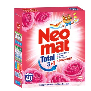 NEOMAT | Σκόνη Πλυντηρίου Ρούχων Άγριο Τριαντάφυλλο 40 Μεζούρες