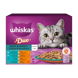 WHISKAS | Γατοτροφή Duo Στεριά και Θάλασσα σε Ζελέ 12x85g