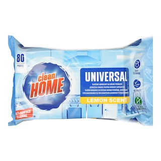 CLEAN HOME | Υγρά Μαντηλάκια Καθαρισμού Επιφανειών Λεμόνι 80 Τεμάχια