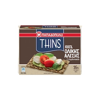 ΠΑΠΑΔΟΠΟΥΛΟΥ | Φρυγανιές Λεπτές Crispbreads Thins Ολικής Άλεσης 250g