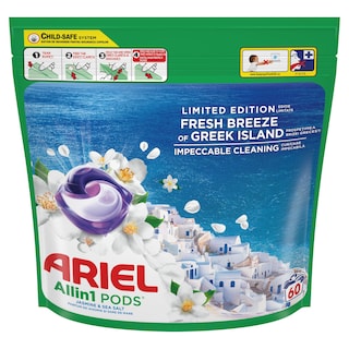 ARIEL | Κάψουλες Πλυντηρίου Ρούχων Pods Αέρας Δροσιάς Ελληνικού Νησιού 60 Τεμάχια