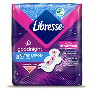 LIBRESSE | Σερβιέτες Goodnight Ultra+ Large με Φτερά 8 Τεμάχια