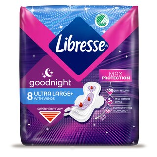 LIBRESSE | Σερβιέτες Goodnight Ultra+ Large με Φτερά 8 Τεμάχια