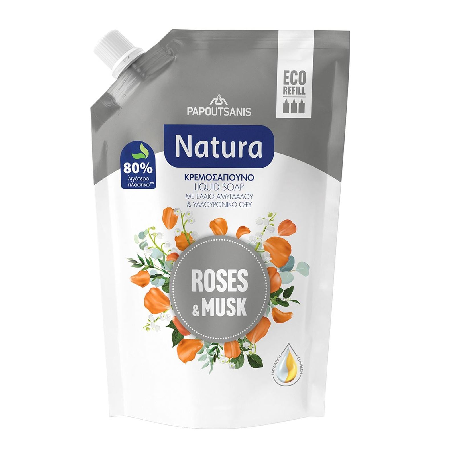 NATURA Κρεμοσάπουνο Roses & Musk Ανταλλακτικό 500ml