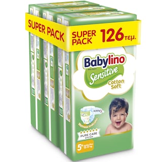 BABYLINO | Πάνες Sensitive Cotton Soft No5+ 126 Τεμάχια