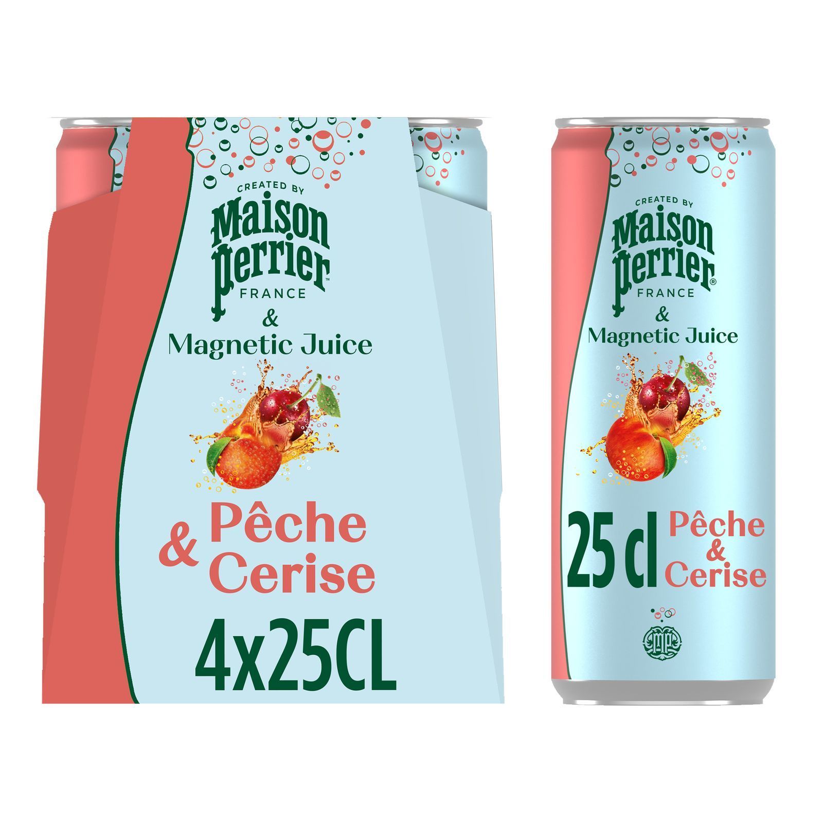PERRIER Ανθρακούχο Νερό Maison Perrier Ροδάκινο και Κεράσι 4x250ml