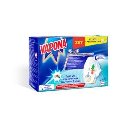 VAPONA | Αντικουνουπικό Υγρό Σετ Συσκευή με Ανταλλακτικό 45 Νύχτες 1 Τεμάχιο