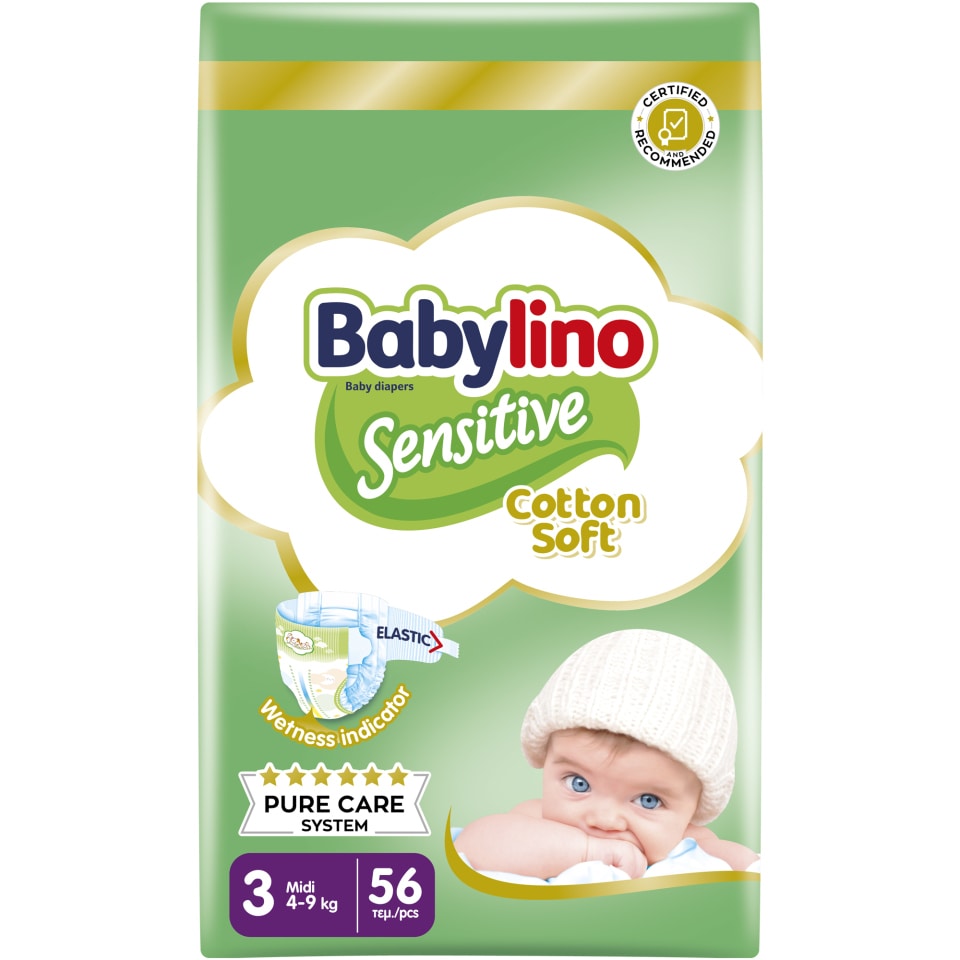 Πάνες Μωρού Sensitive Cotton Soft No3 56 Τεμάχια