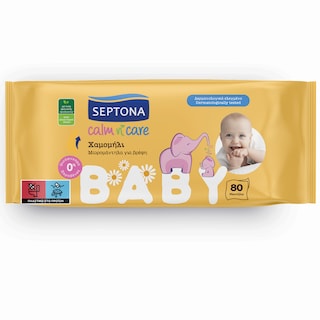 SEPTONA | Μωρομάντηλα Calm N Care Χαμομήλι 80 Τεμάχια