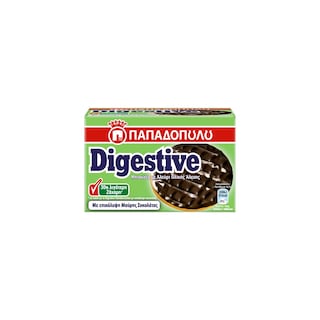 ΠΑΠΑΔΟΠΟΥΛΟΥ | Μπισκότα Digestive Μαύρη Σοκολάτα 30% Λιγότερη Ζάχαρη 200g