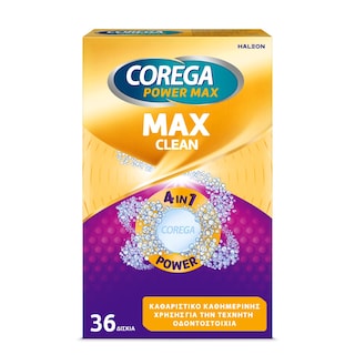 COREGA | Καθαριστικά Δισκία Max Clean για Τεχνητές Οδοντοστοιχίες 36 Τεμάχια