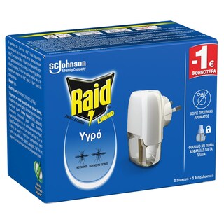 RAID | Αντικουνουπικό Υγρό 30 Νύχτες Συσκευή + Ανταλλακτικό 21ml Έκπτωση 1Ε
