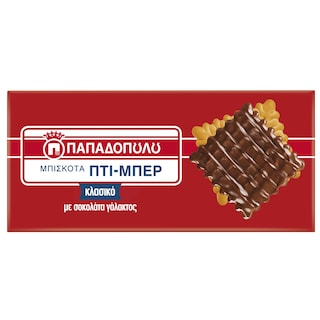 ΠΑΠΑΔΟΠΟΥΛΟΥ | ΠΤΙ ΜΠΕΡ | Μπισκότα Πτι Μπερ με Επικάλυψη Σοκολάτας 200g