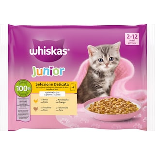 WHISKAS | Γατοτροφή Junior Πουλερικά σε Ζελέ 4x85g