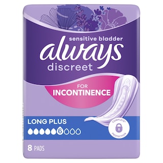 ALWAYS | DISCREET | Σερβιέτες Ακράτειας Discreet Long Plus 8 Τεμάχια