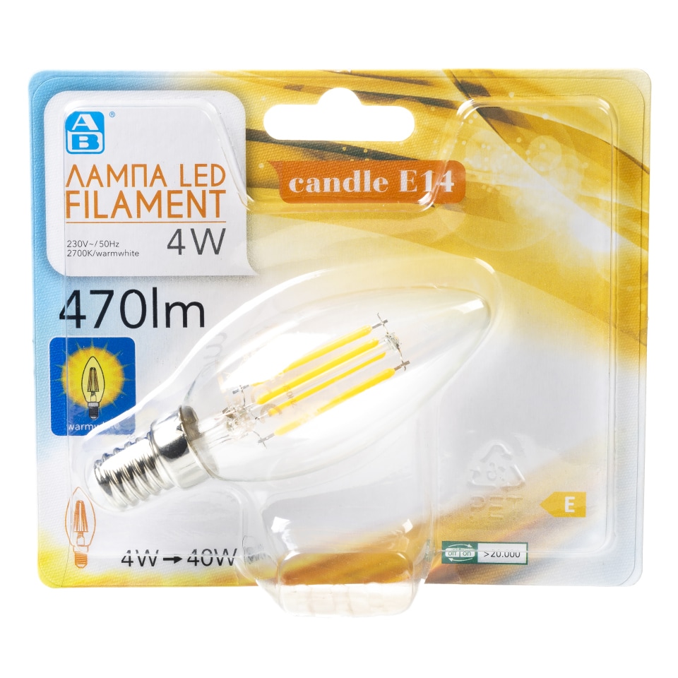 ΑΒ Λάμπα Led Filament E14 4W 1 Τεμάχιο