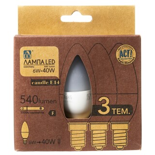 ΑΒ | Λάμπα Led Candle E14 5.6W 3 Τεμάχια