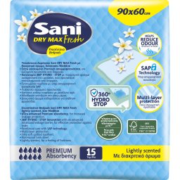 SANI | Υποσέντονα Sensitive Fresh Maxi Plus 90x60cm 15 Τεμάχια