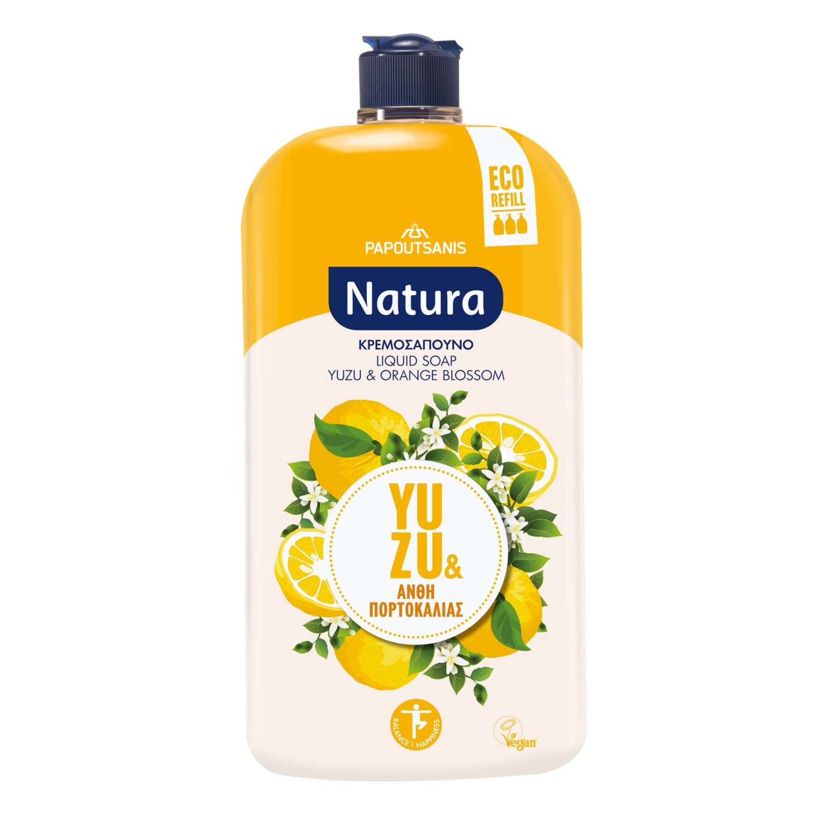 NATURA Κρεμοσάπουνο Yuzu Άνθη Πορτοκαλιάς Ανταλλακτικό 900ml