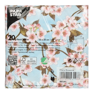 PAPSTAR | Χαρτοπετσέτες Cherry Blossom 33x33cm 20 Τεμάχια 108g