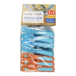 THE TOP | Μανταλάκια Χρωματιστά 14 Τεμάχια 1+1 Δώρο