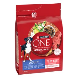 PURINA ONE | Σκυλοτροφή Medium Maxi Active Βοδινό Ρύζι 2.5kg