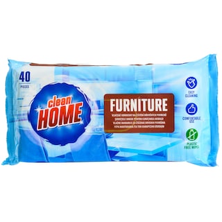 CLEAN HOME | Υγρά Μαντηλάκια Καθαρισμού Επίπλων 40 Τεμάχια