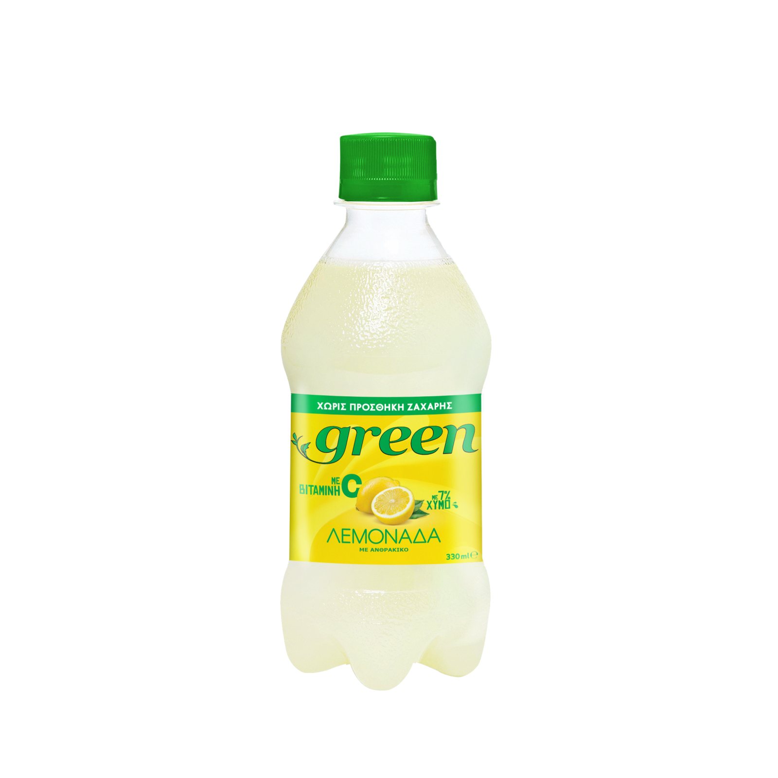 GREEN Αναψυκτικό Λεμονάδα Στέβια Με Ανθρακικό Φιάλη 330ml