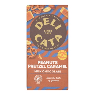 DELICATA | Σοκολάτα Γάλακτος Φιστίκι Pretzel Καραμέλα 150g