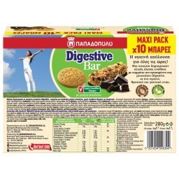 ΠΑΠΑΔΟΠΟΥΛΟΥ | DIGESTIVE | Μπάρες Digestive Σοκολάτα Χωρίς Προσθήκη Ζάχαρης 10x28g