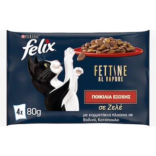 FELIX | Γατοτροφή Ποικιλία Εξοχής σε Ζελέ 4x80g