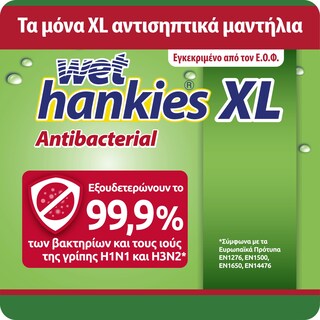 WET HANKIES | Αντιβακτηριδιακά Μαντηλάκια Λεμόνι XL 4x15 Τεμάχια