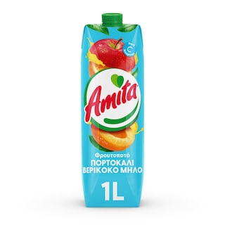 AMITA | Φρουτοποτό Πορτοκάλι Μήλο Βερίκοκο 1lt