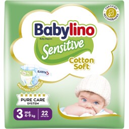 BABYLINO | Πάνες Μωρού Sensitive Cotton Soft Νο3 22 Τεμάχια