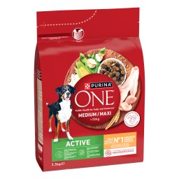 PURINA ONE | Σκυλοτροφή Medium Maxi Active Κοτόπουλο Ρύζι 2.5kg