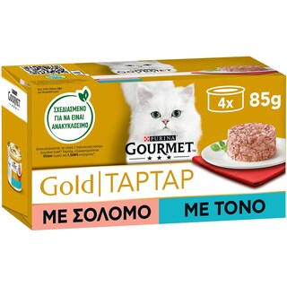 GOURMET | Γατοτροφή Gold Tartar Σολομός 4X85 gr