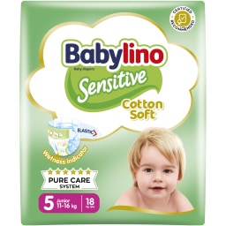 BABYLINO | Diapers Sensitive Cotton Soft No5 18 Pieces
