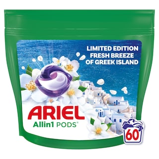 ARIEL | Κάψουλες Πλυντηρίου Ρούχων Pods Αέρας Δροσιάς Ελληνικού Νησιού 60 Τεμάχια