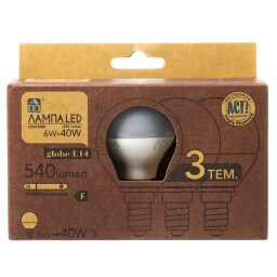ΑΒ | Λάμπα Led Globe E14 5.5W 3 Τεμάχια